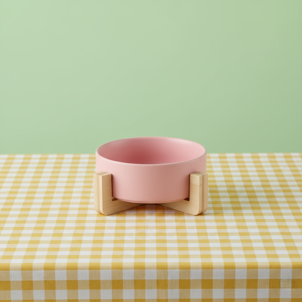 Ceramic Pet Bowl with Bamboo Stand