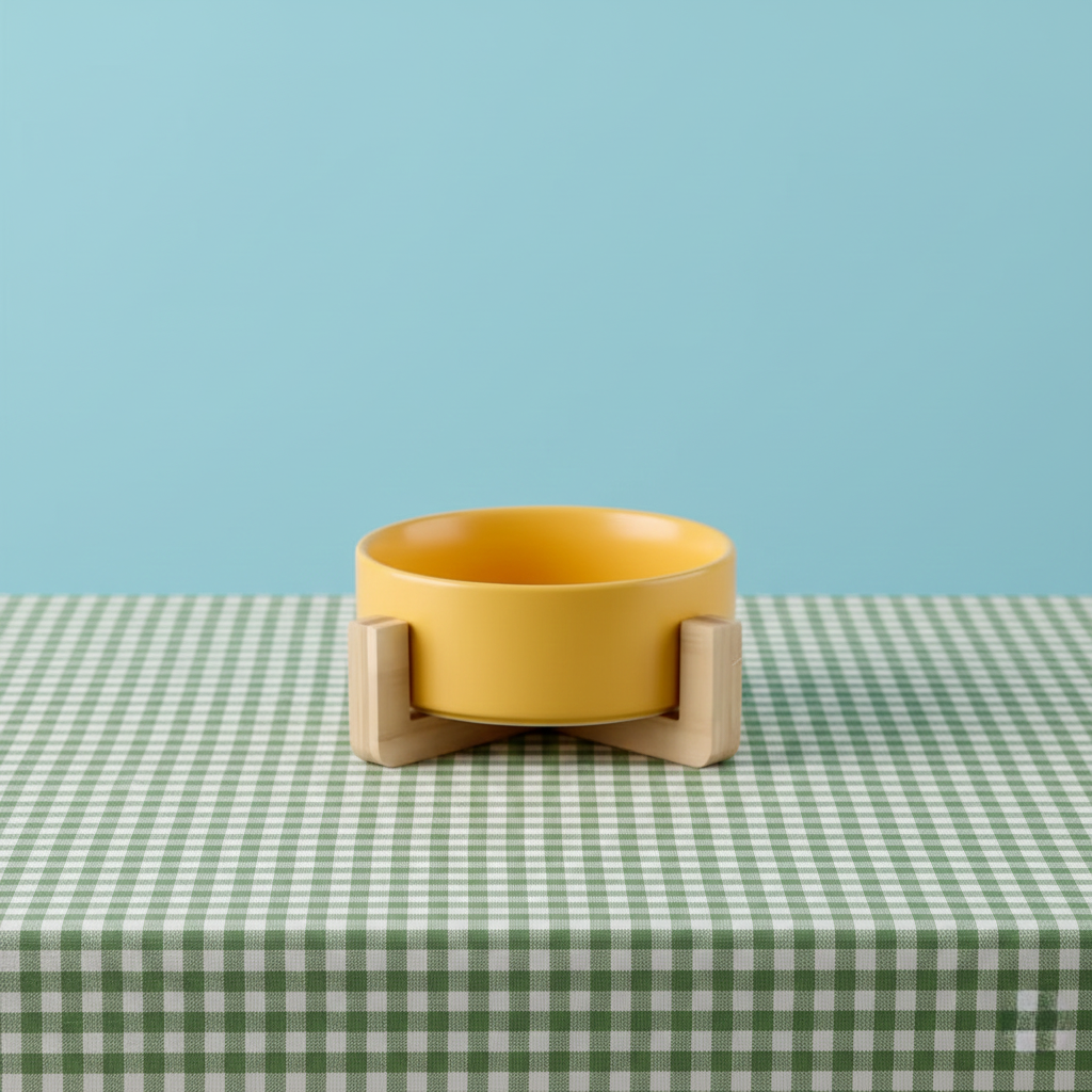 Ceramic Pet Bowl with Bamboo Stand