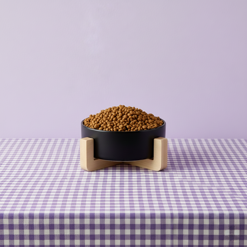 Ceramic Pet Bowl with Bamboo Stand