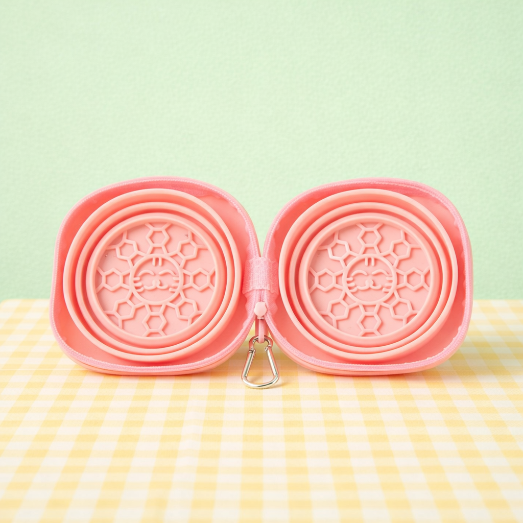 Squish-N-Feed Silicone Cup - Pet Silicone Folding Bowl with Zipper