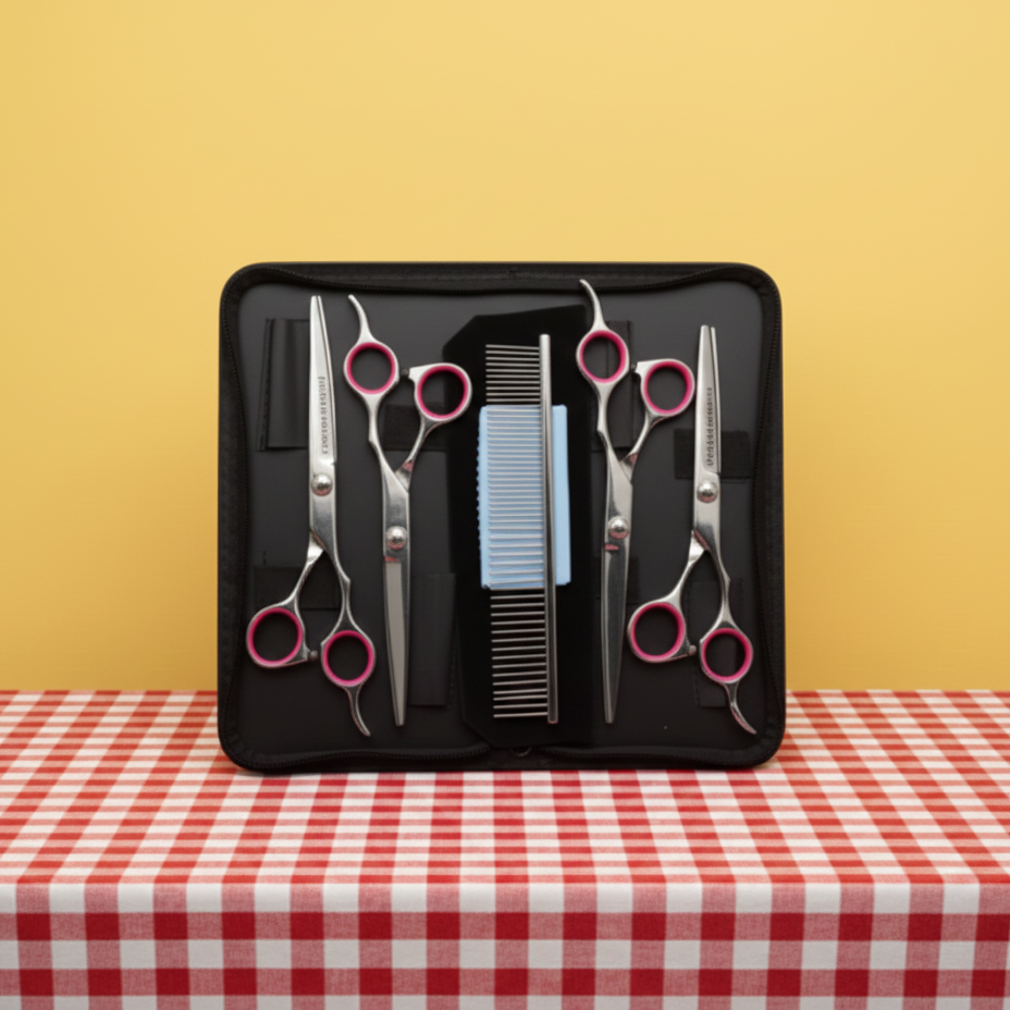 Pet Grooming Kit with Leather Case