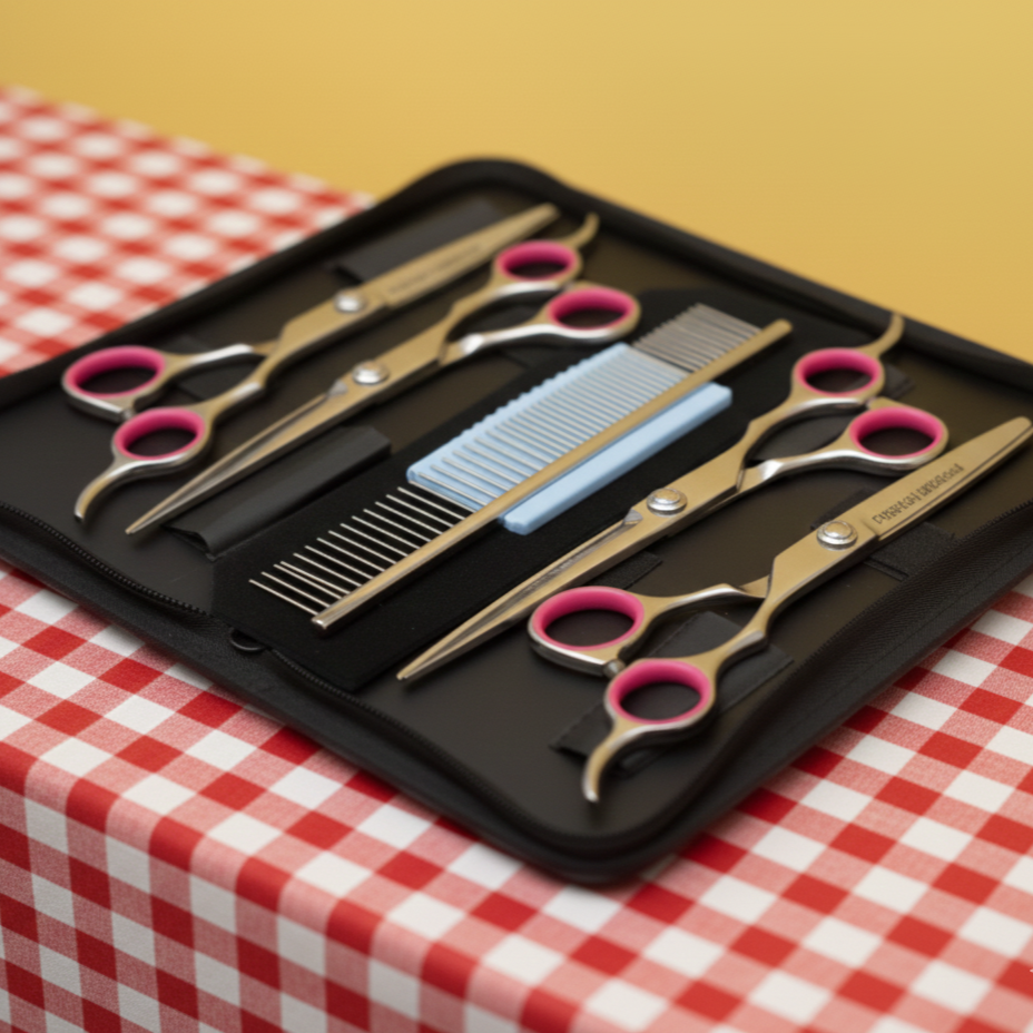 Pet Grooming Kit with Leather Case